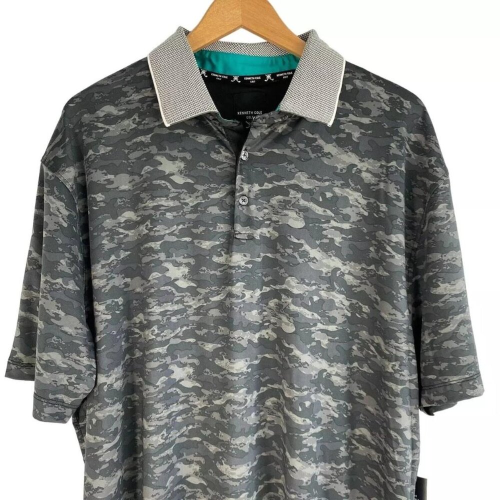 NEW Kenneth Cole Men's Golf Camo Pattern Polo Shirt Wicking